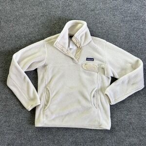Patagonia Pullover Sweater Womens Small Ivory Fleece Synchilla Snap-T Warm 25442